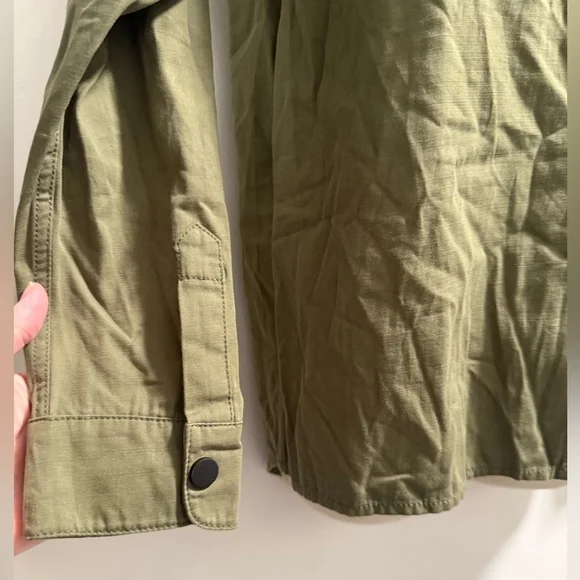 Malibu Bum Army Green Shacket Small Button-Up Utility Layering Top - Picture 4 of 16